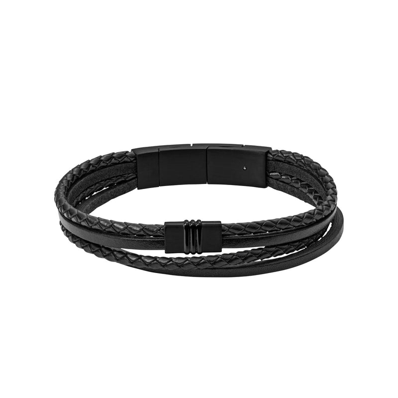 Fossil Vintage Casual Black Bracelet JF03098001 (Length: 17.50 - 19.00 cm)-zoom-