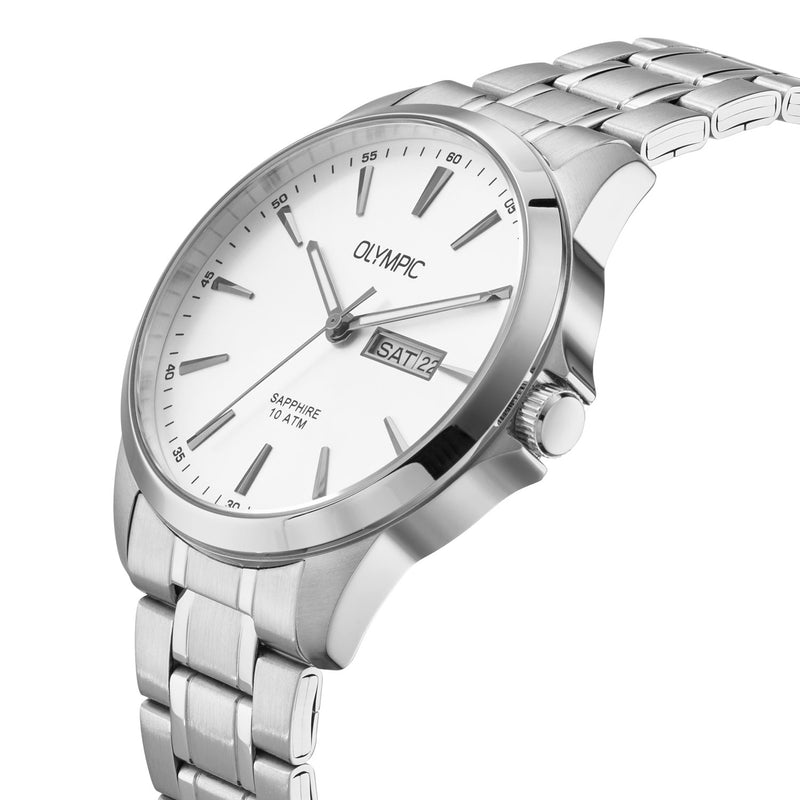 Olympic John Zilverkleurig Herenhorloge OL26HSS320-zoom-