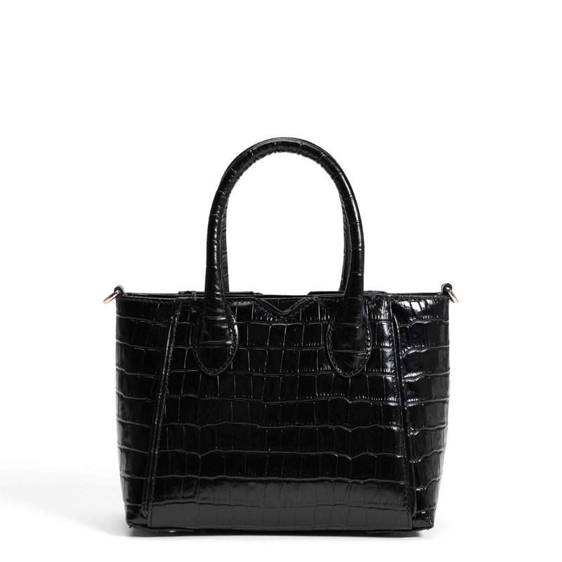 Isabel Bernard Honoré Cloe Mini Croco Zwarte Kalfsleren Handtas IB21124-201-zoom-