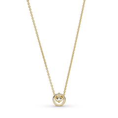 Pandora Timeless Gold-coloured Sparkling Round Halo Necklacewith14 Carat Gold Plating 361174C01-45 (Length: 45.00 cm)