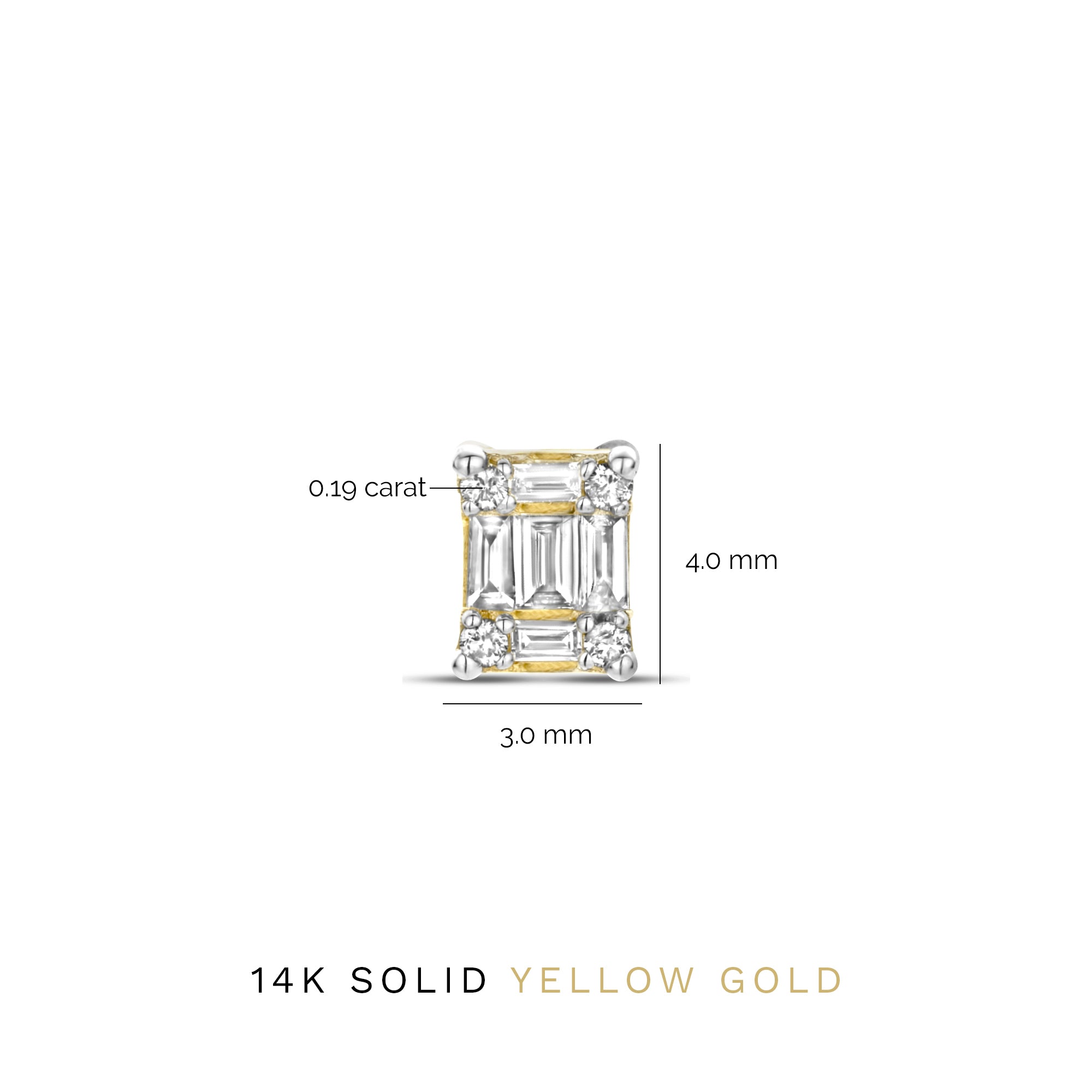 Isabel Bernard De la Paix Maxime 14 Carat Golden Ear Studs | diamond 0.19 ct | IBD360020