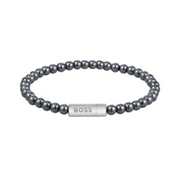 Hugo Boss BOSS Grey Beaded Gemstone Bracelet HBJ1580790M