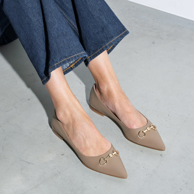 Isabel Bernard Vendôme Elita taupe leren ballerina's van kalfsleer IB51002-03-41-zoom-