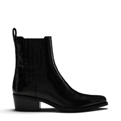 Isabel Bernard Vendôme Amandine croco black calfskin leather boots IB53010-201-36