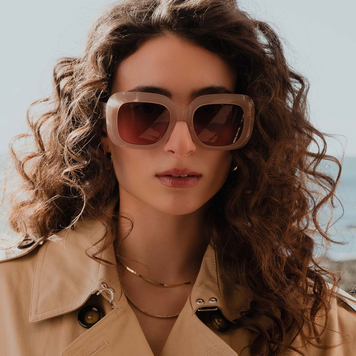 Isabel Bernard La Villette Rive Zacht Roze Vierkante Zonnebril IB400003-20-20