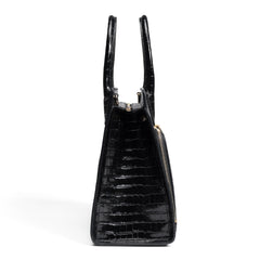 Isabel Bernard Honoré Nadine croco black calfskin leather handbag with 13 inch laptop compartment IB25110-201-13