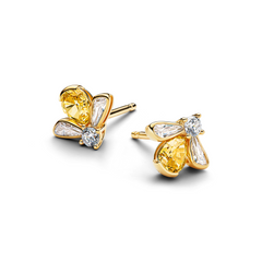 Pandora Timeless Gold Plated Zirconia Yellow Honey Bee Stud Earrings 264559C01