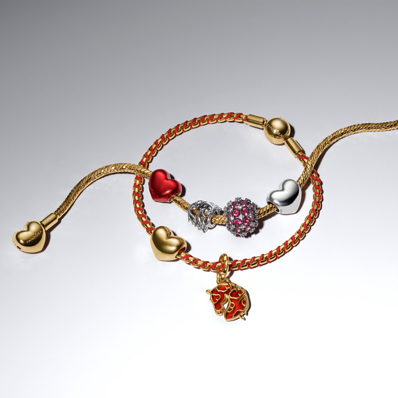 Pandora Moments Gold Plated Red Cord Snake Chain Bracelet 563816C01-18-zoom-