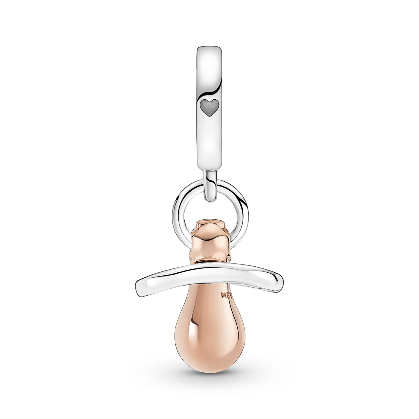Pandora Moments 925 Sterling Silver Baby Pacifier Dangle Charm Rose Gold Plated 781490C01