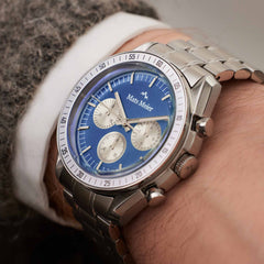 Mats Meier Arosa Racing Chronograph Men'sWatch Silver-coloured and Blue MM50014