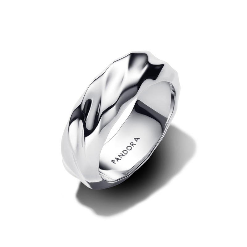 Pandora Essence 925 Sterling Silver Rippled Wide Band Ring 193886C00-54-zoom-