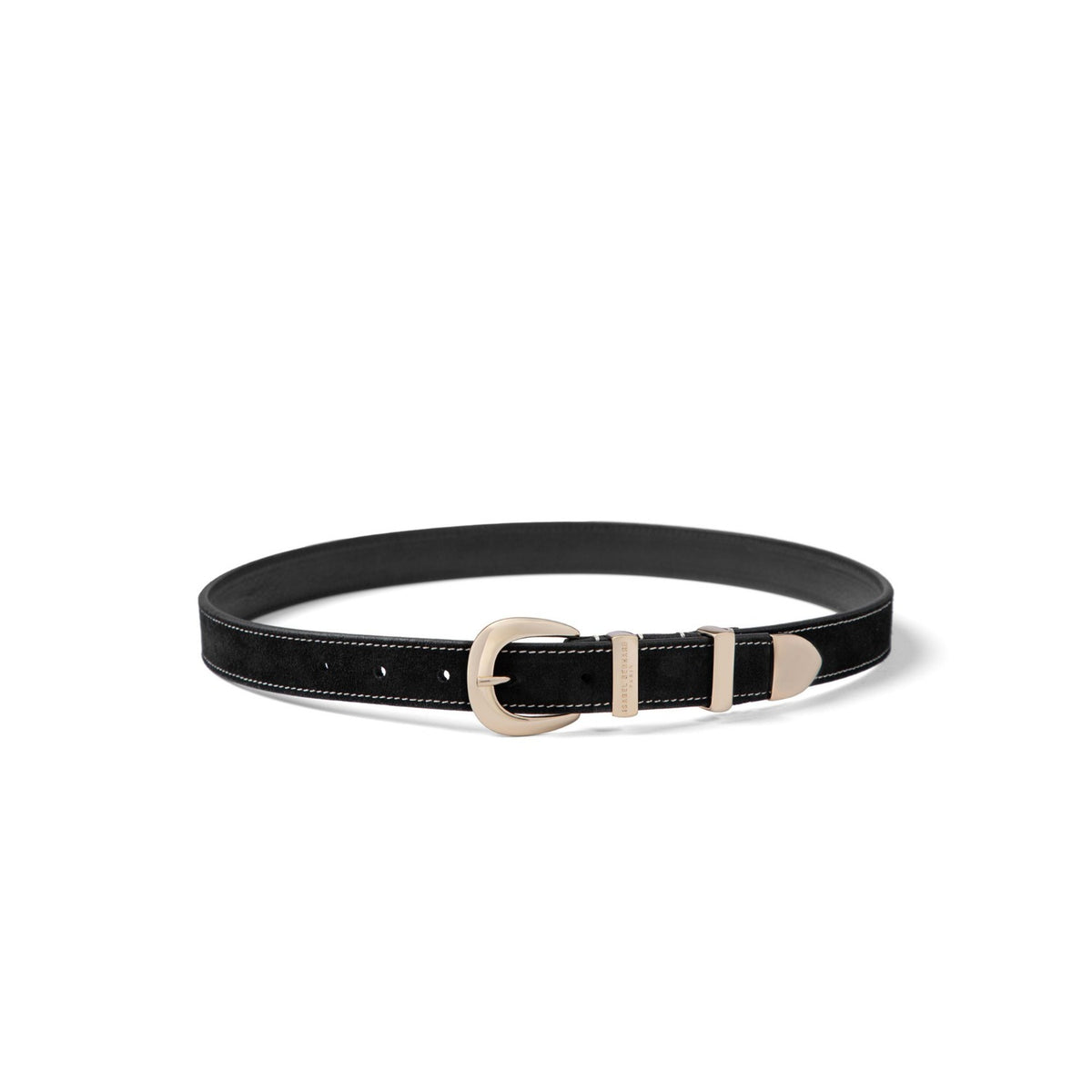 Isabel Bernard Rêveur Mathilde Suede Black belt with gold-coloured buckle IB60020-101-80