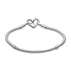 Pandora Moments 925 Sterling Silver Heart Claps Bracelet 592453C00-17