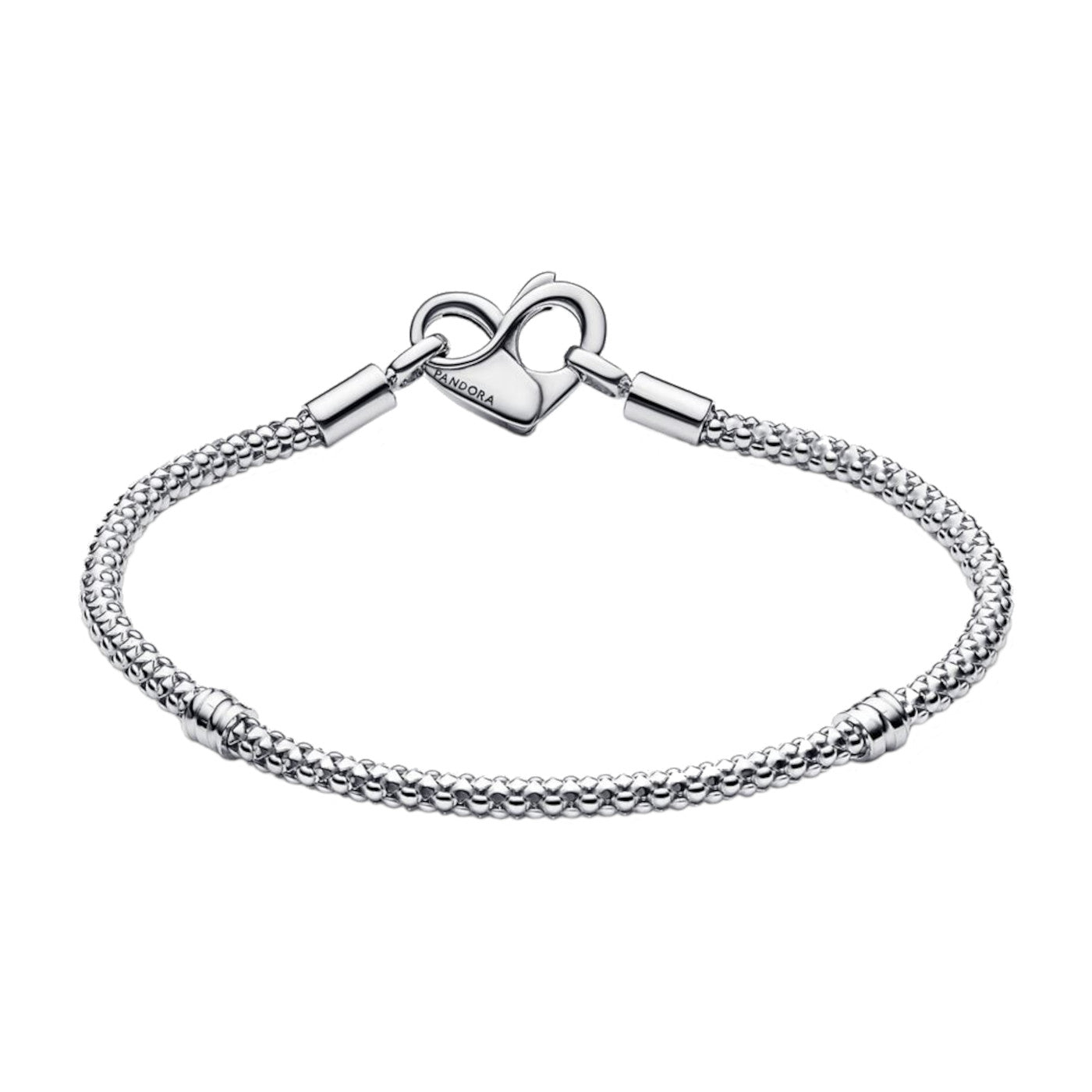 Pandora Moments 925 Sterling Silver Heart Claps Bracelet 592453C00-17