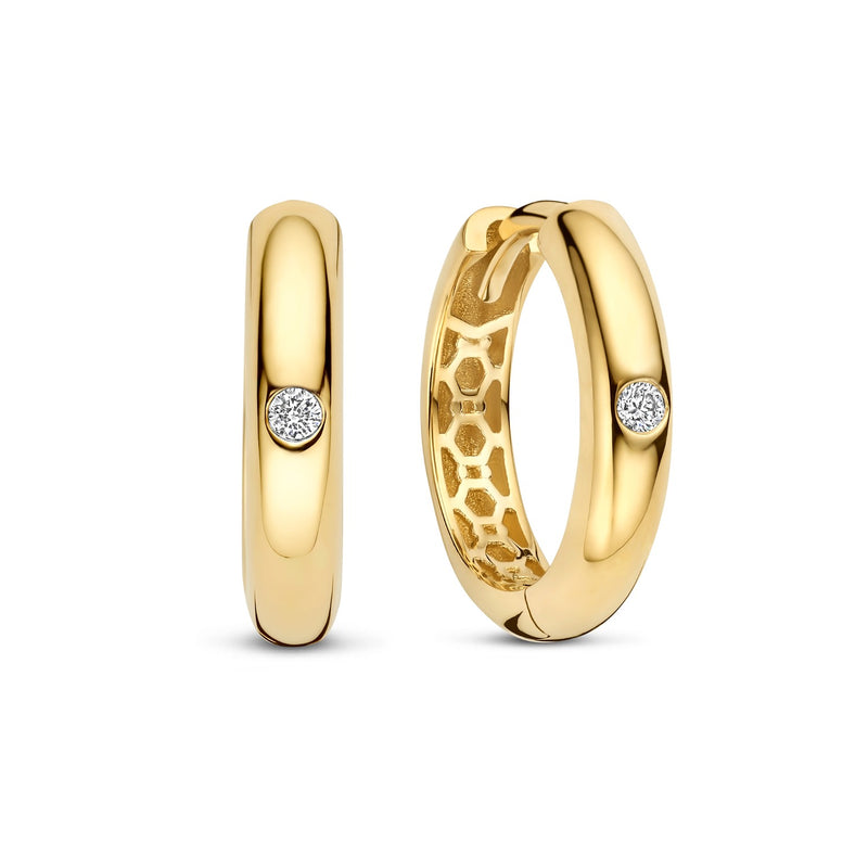 Isabel Bernard De La Paix Lize Gouden Oorbellen met Diamant 0.03 Karaat IBD360040-zoom-