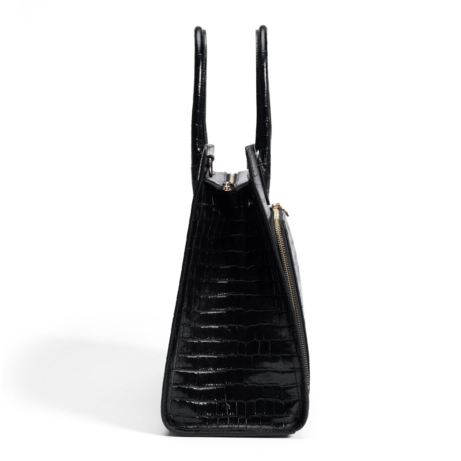 Isabel Bernard Honoré Nadine Black Croco Leather Handbag made of Calfskin IB25033