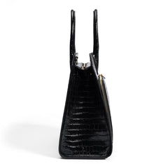 Isabel Bernard Honoré Nadine Black Croco Leather Handbag made of Calfskin IB25033