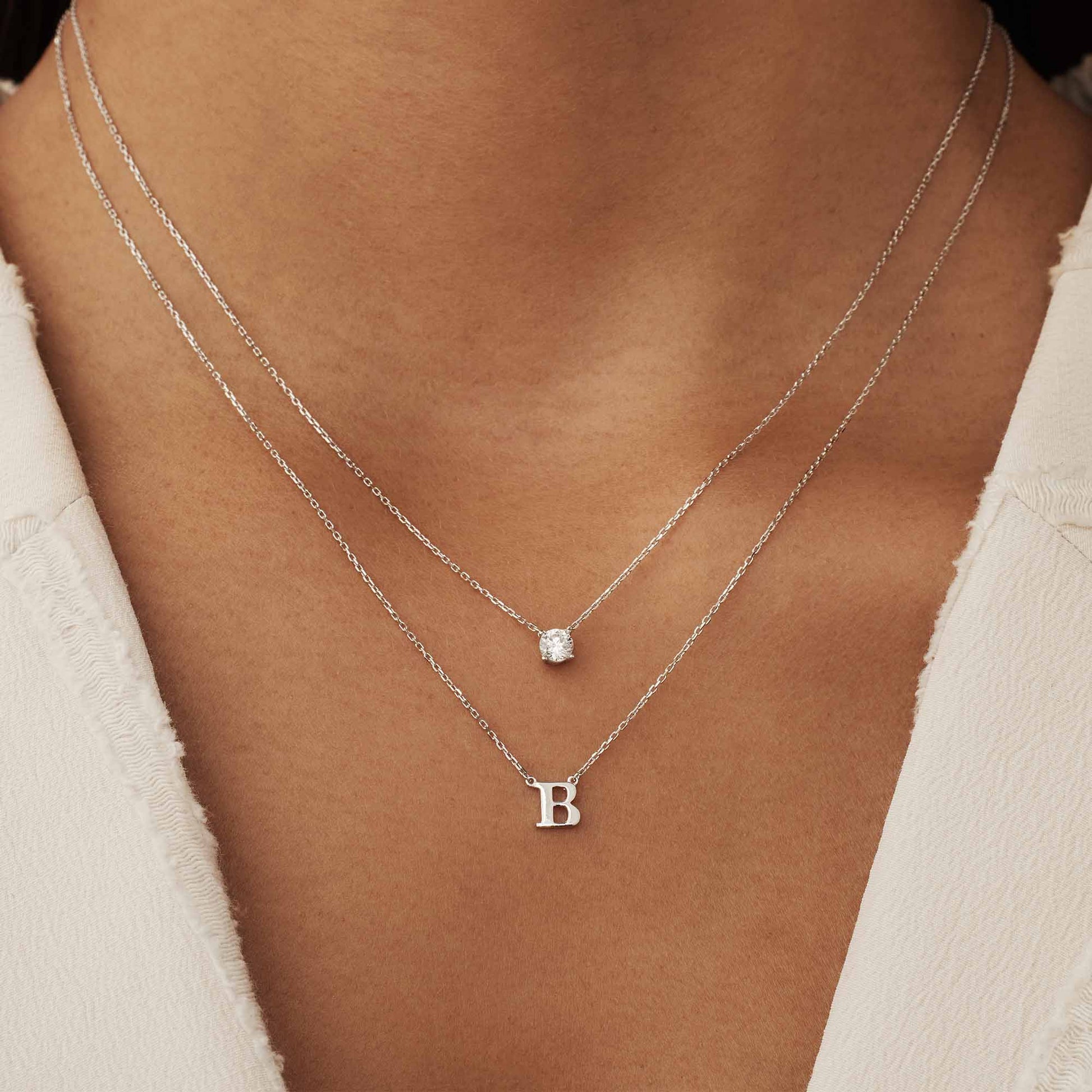 Isabel Bernard Saint Germain Chloé 14 Carat Whitegold Initial Necklace IB340061-A