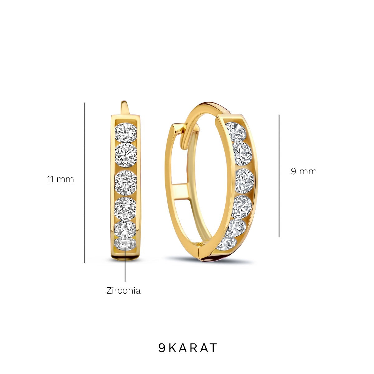 Beloro Jewels Monte Napoleone Stella 9 Karat Gold Hoop Earrings BO360067