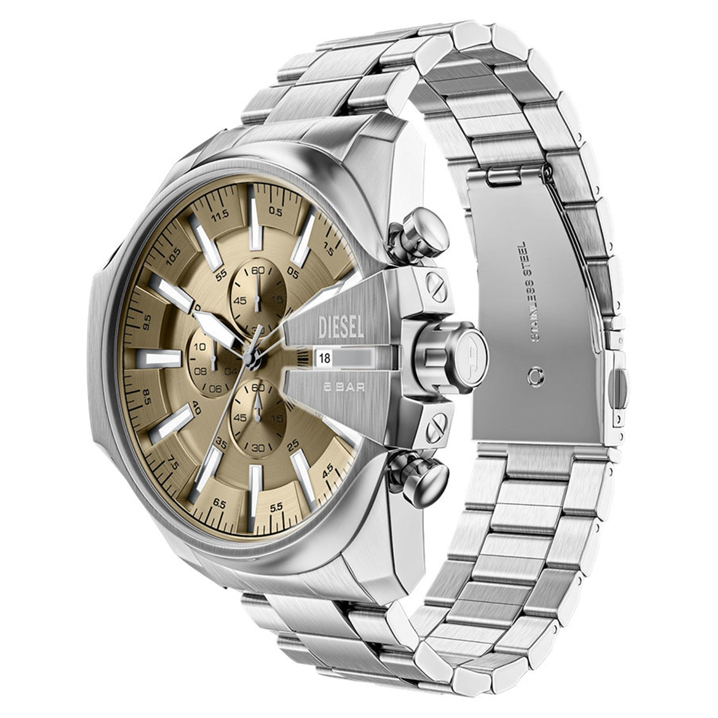 Diesel Mega Chief Slim Round Gold Dial Watch DZ4702