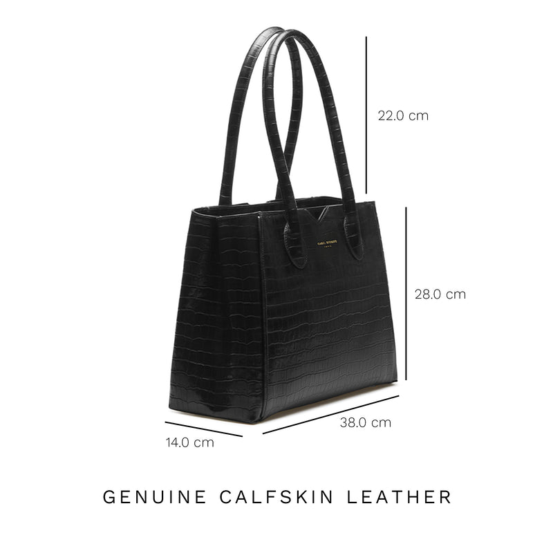 Isabel Bernard Honoré Cloe Zwarte Croco Handtas IB25007-zoom-