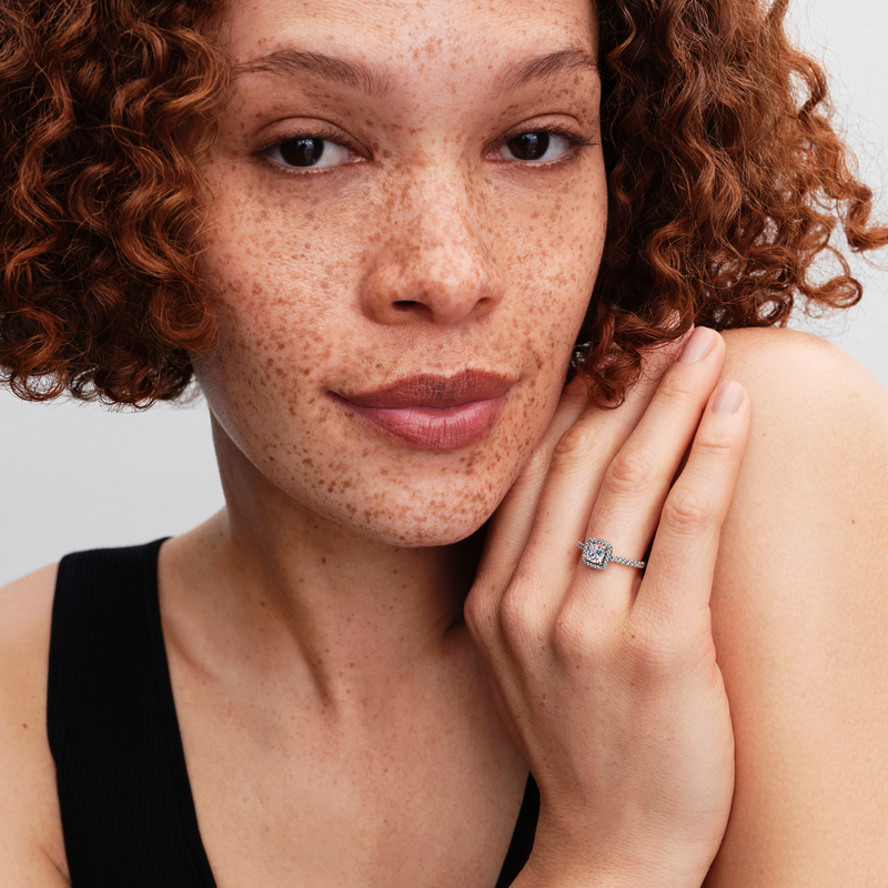 Pandora Timeless 925 Sterling Silver Sparkling Square Halo Ring 193555C02-52-zoom-