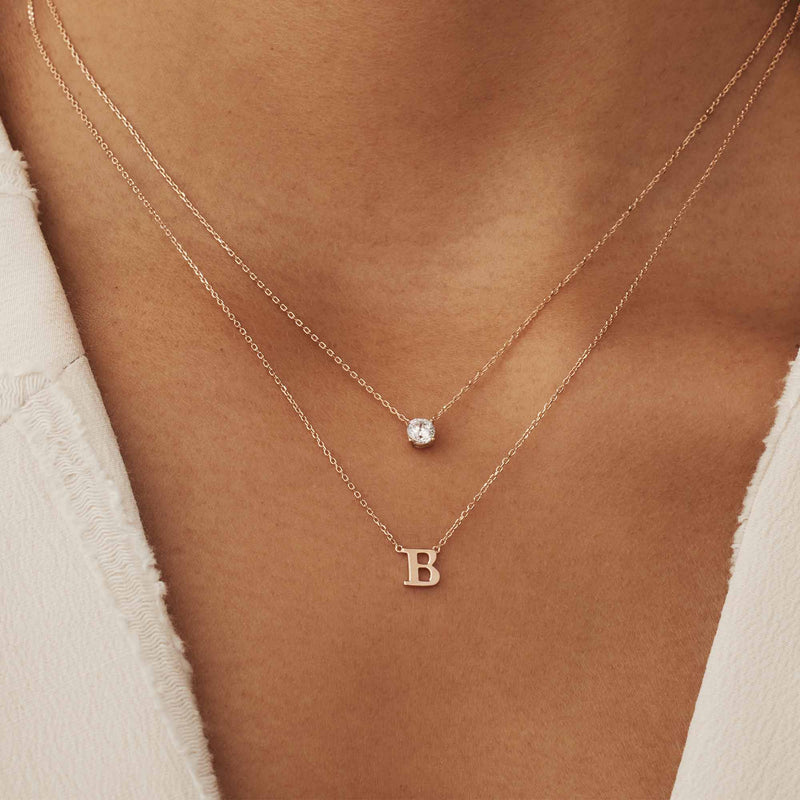 Isabel Bernard La Concorde Chloé 14 Karaat Rosé Gouden Initial Ketting IB340062-A-zoom-