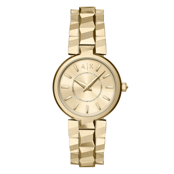 Armani Exchange Audora Round Gold Dial Watch AX4407