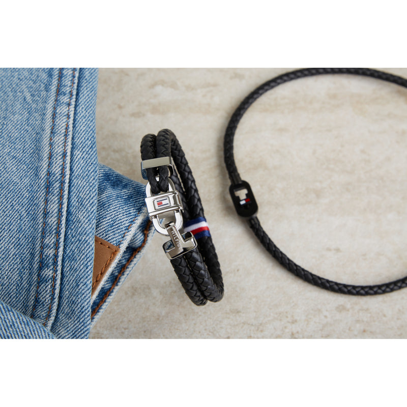 Tommy Hilfiger Jewels Black Leather Bracelet TJ2790361 (Length: 21.00 cm)-zoom-
