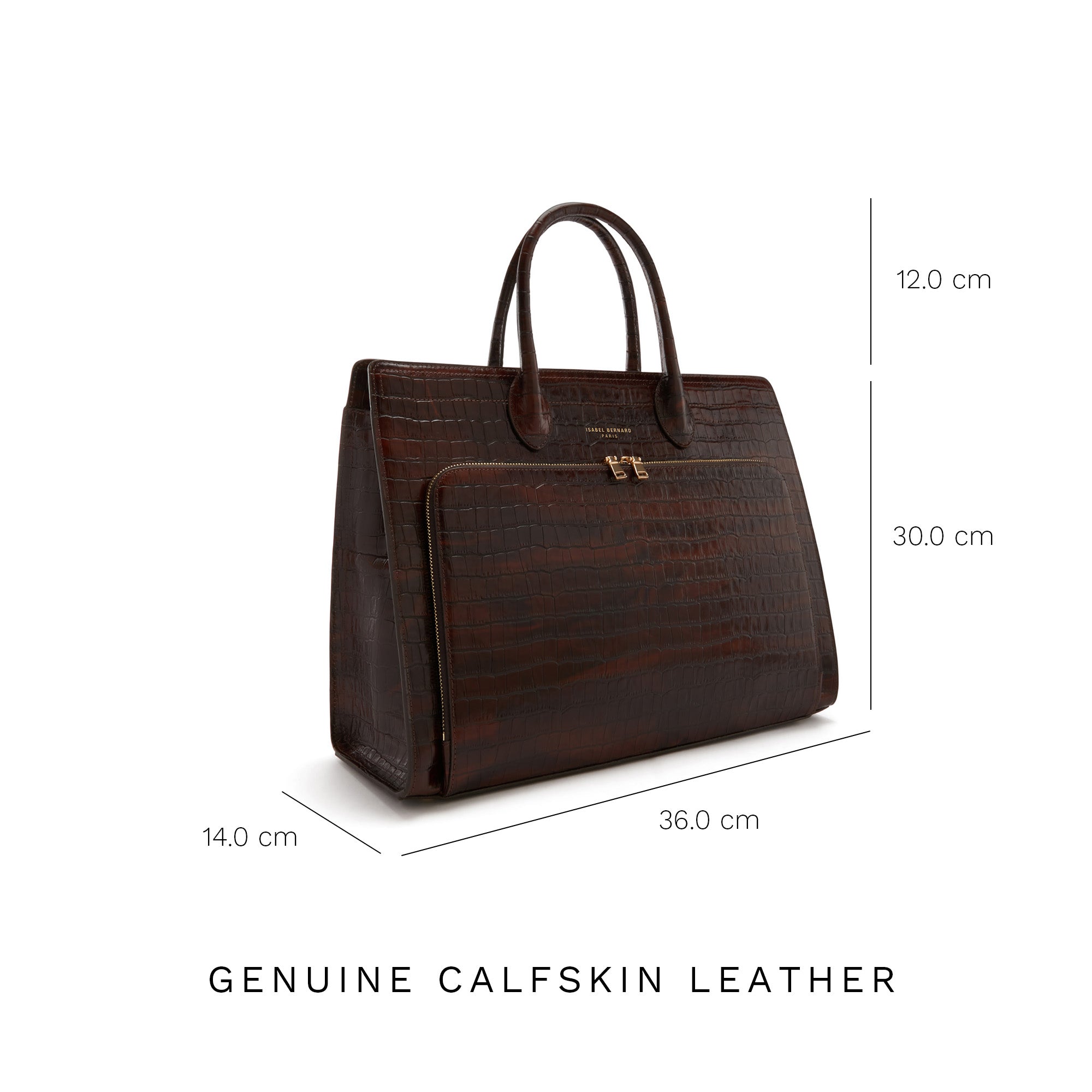 Isabel Bernard Honoré Nadine Croco Brown Leather Handbag made of Calfskin IB25034