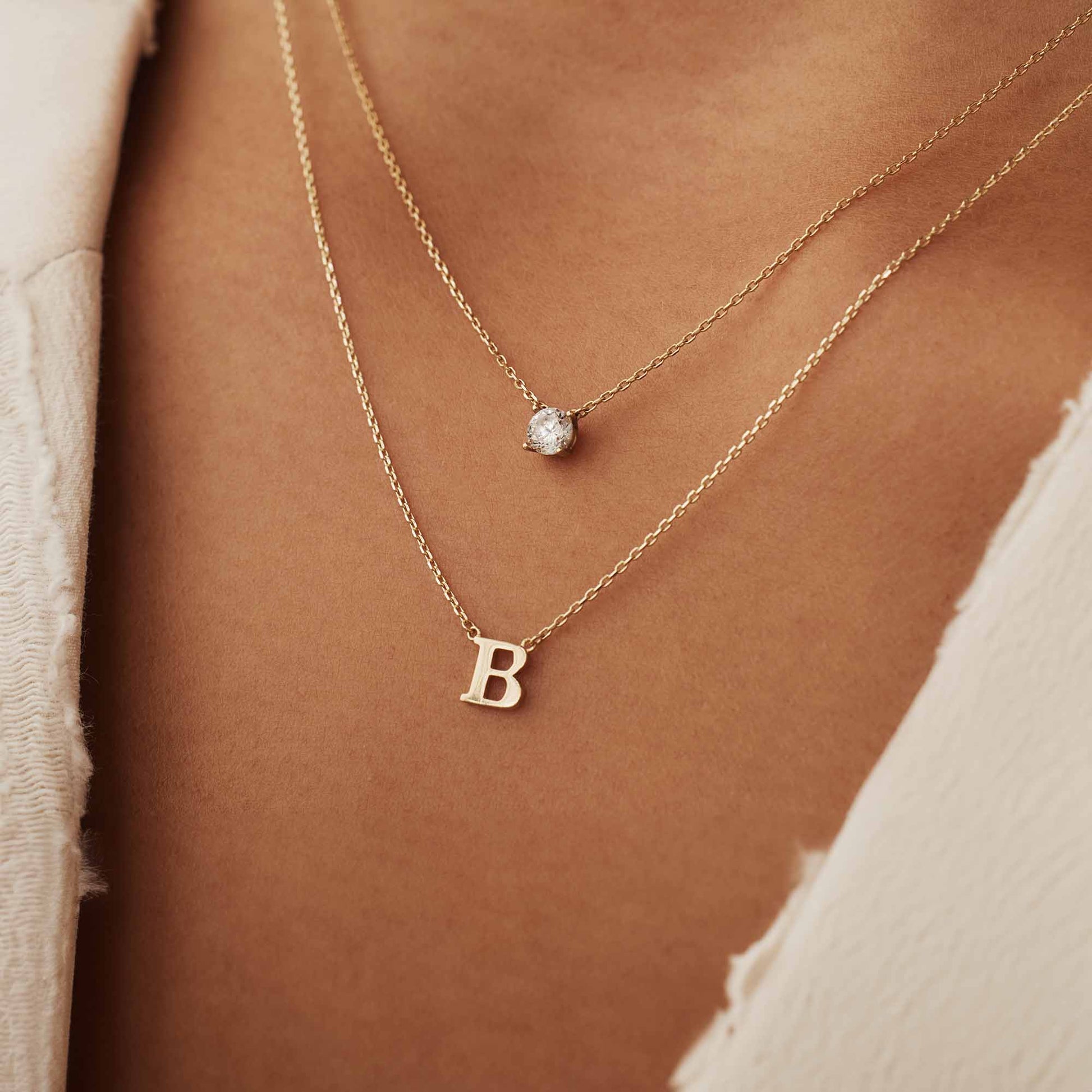 Isabel Bernard 14 Carat Golden Le Marais Chloé Necklace IB340134-A (Letter: A)
