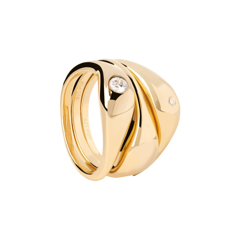 P D Paola The New Essentials 925 Sterling Silver Ring AN01-994-10 Gold Plated-zoom-