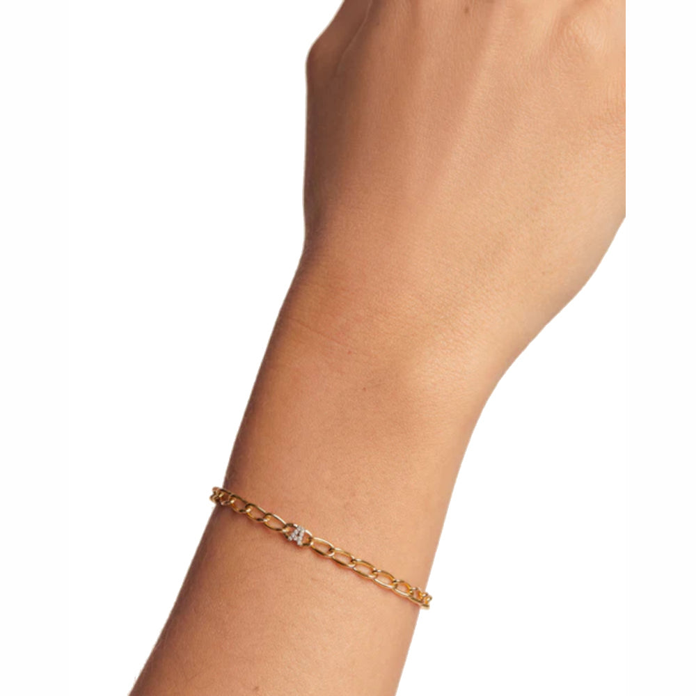 P D Paola 925 Sterling Silver Letter D Bracelet PU01-541-U with 18K Gold Plating
