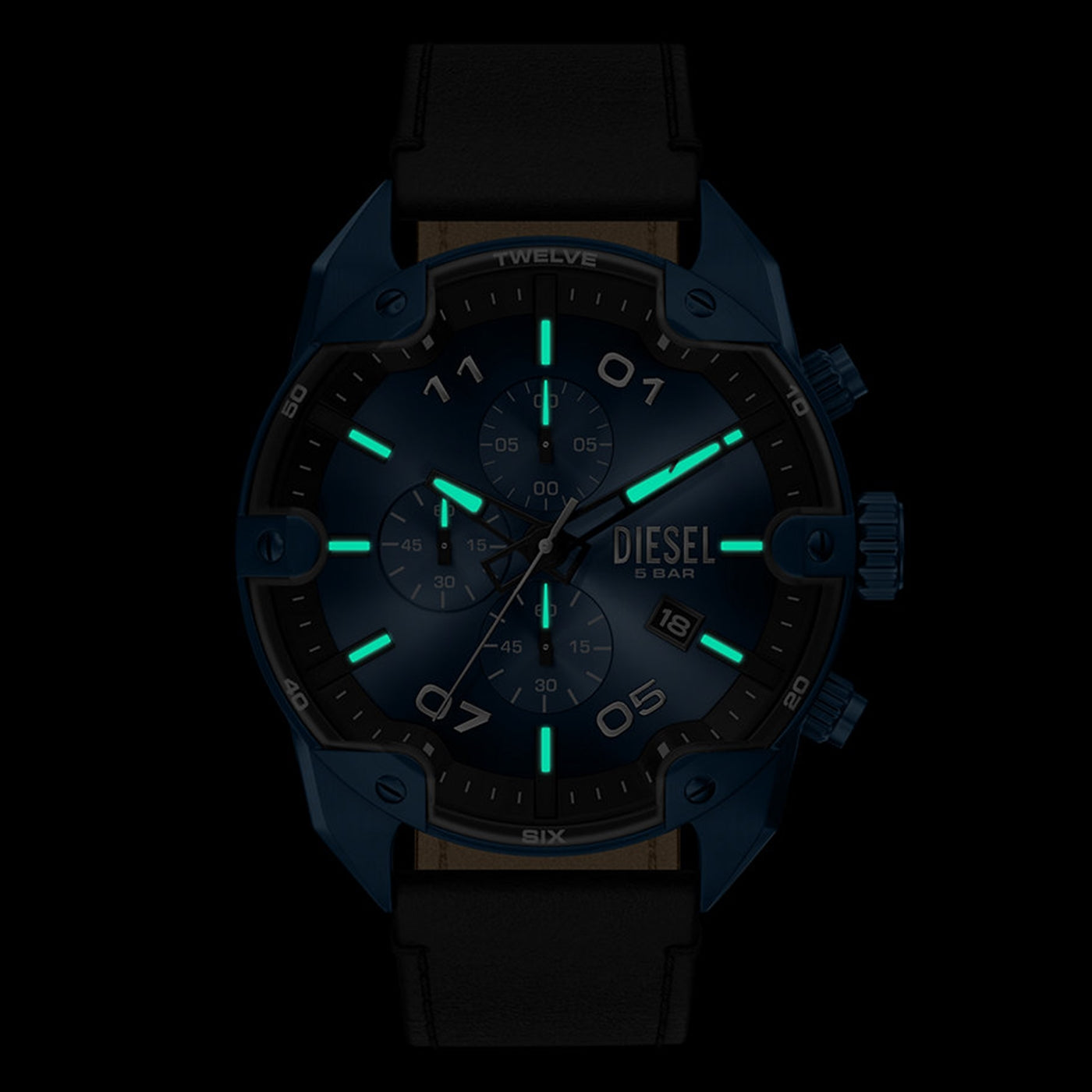 Diesel Spiked Round Dark Blue Dial Watch DZ4703