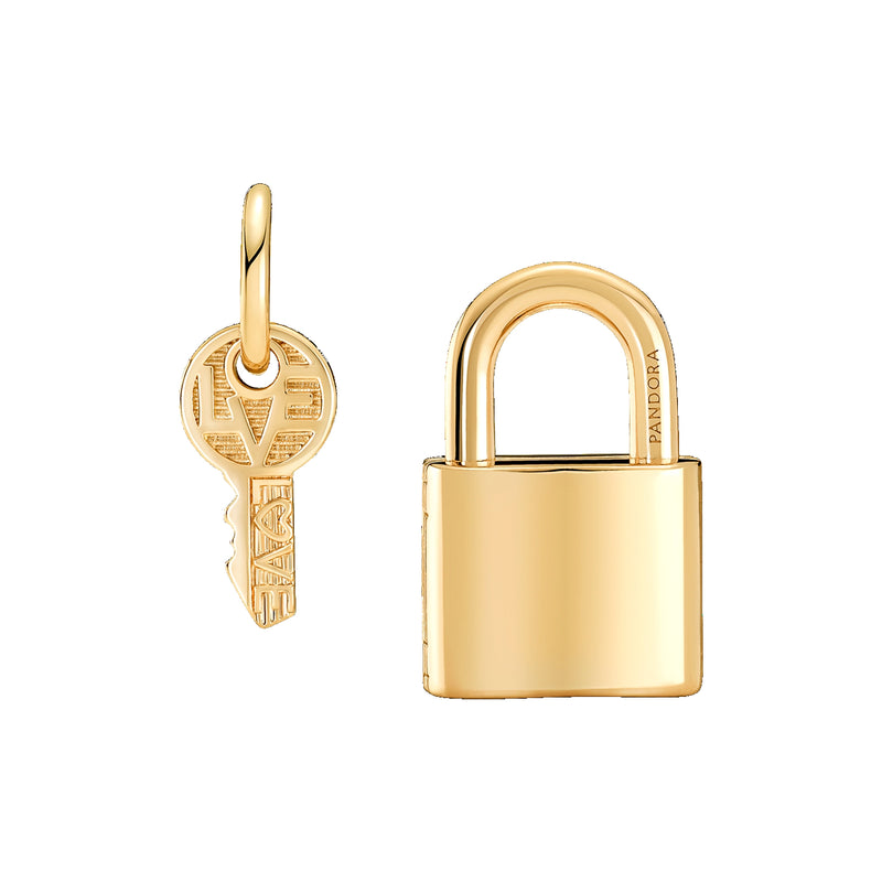 Pandora Moments Gold-coloured Padlock & Key Charm 760088C01-zoom-