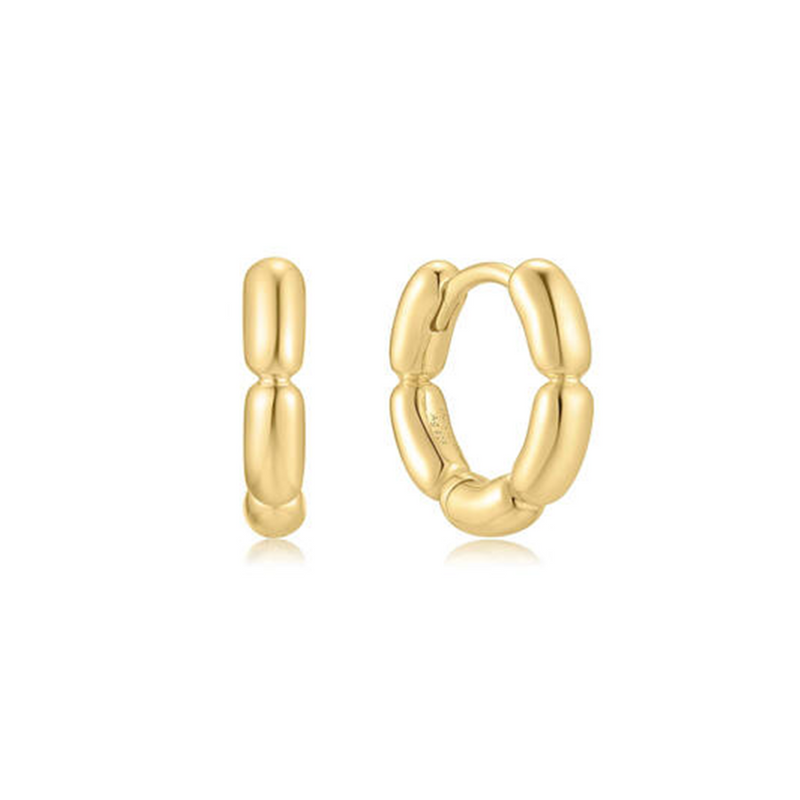 Ania Haie Reimaginer Gold Coloured Segmented Puffy Hoop Earrings AH-E069-02G-zoom-