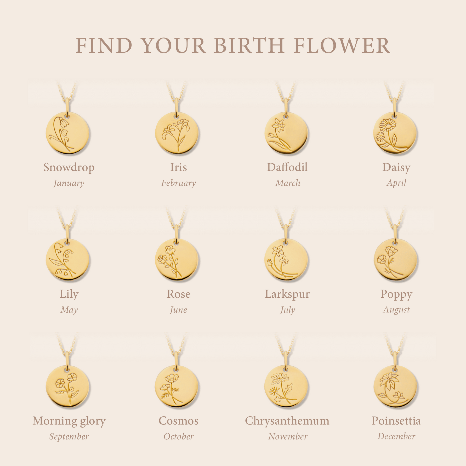 Violet Hamden Venus 925 Sterling Silver Gold-coloured Necklace with Birthflower VH340025-AUG