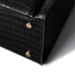 Isabel Bernard Honoré Nadine Black Croco Leather Handbag made of Calfskin IB25033