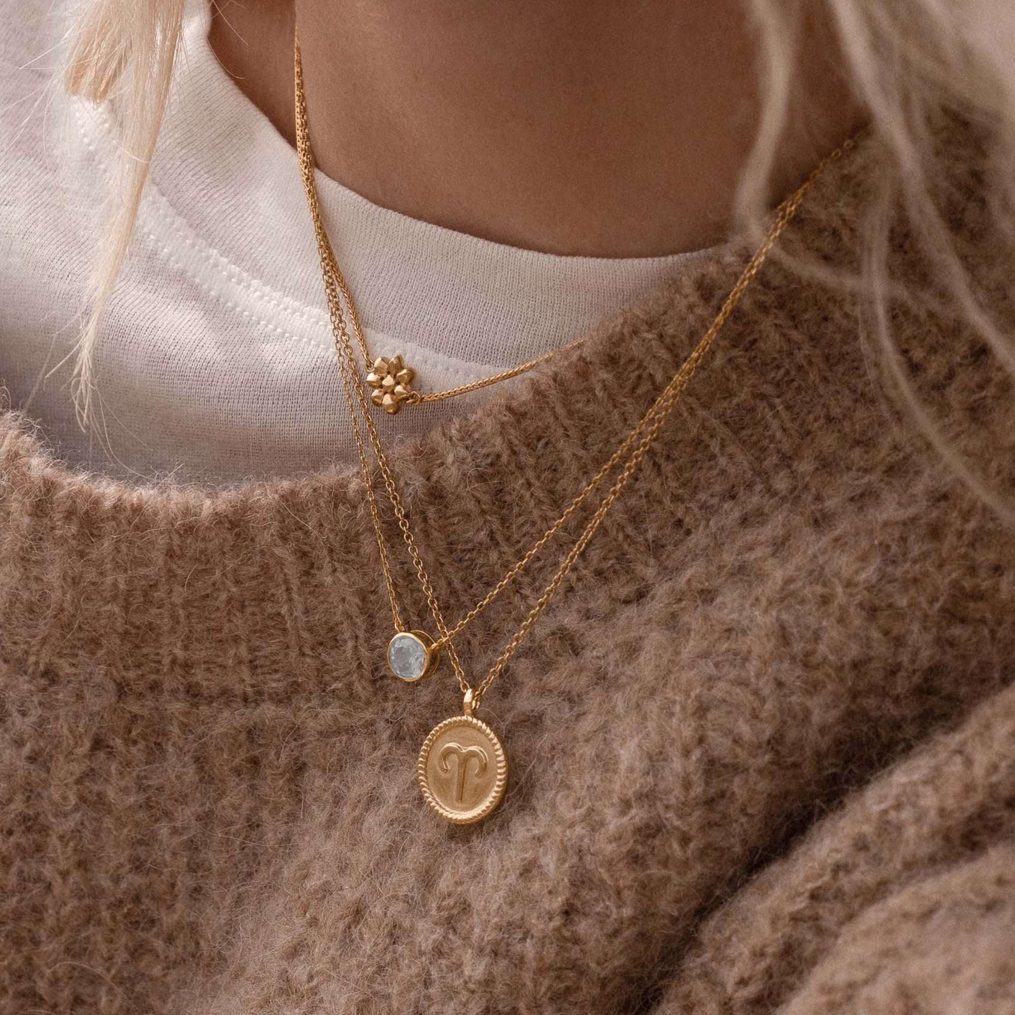 Violet Hamden Venus 925 Sterling Silver Gold-coloured Necklace with Birthstone VH340010-JUL