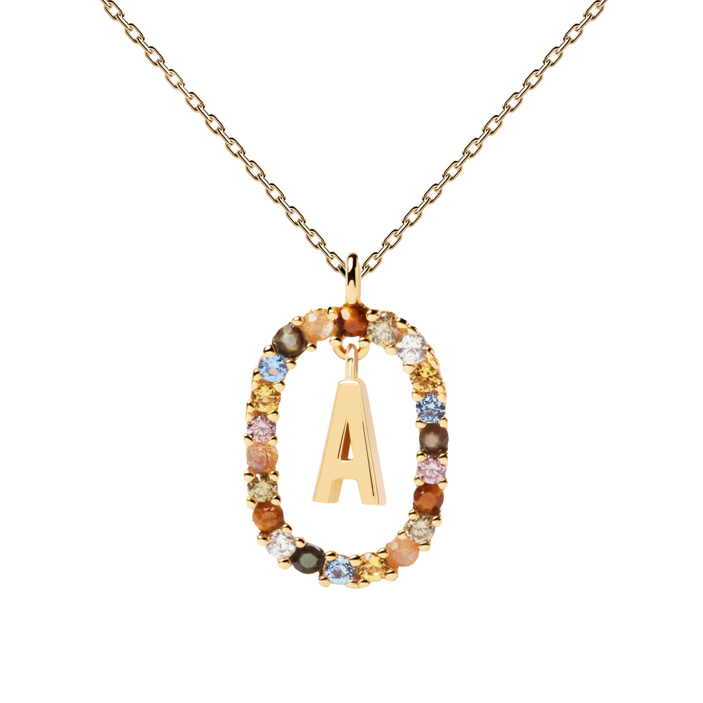 P D Paola 925 Sterling Silver Gold-coloured Letter V Necklace CO01-281-U