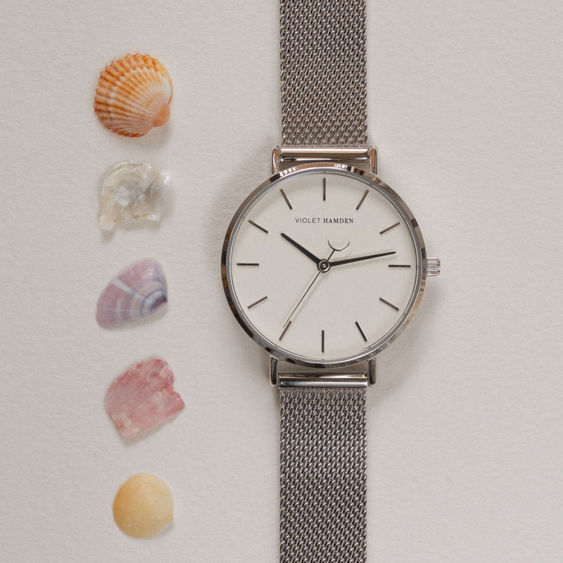 Violet Hamden Day & Night Ronde Dameshorloge Zilverkleurig en Wit VH08001-zoom-