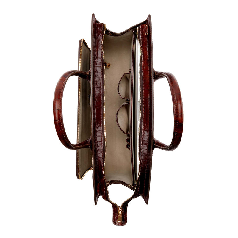 Isabel Bernard Honoré Nadine Croco Bruine Handtas van Kalfsleer IB25034-zoom-