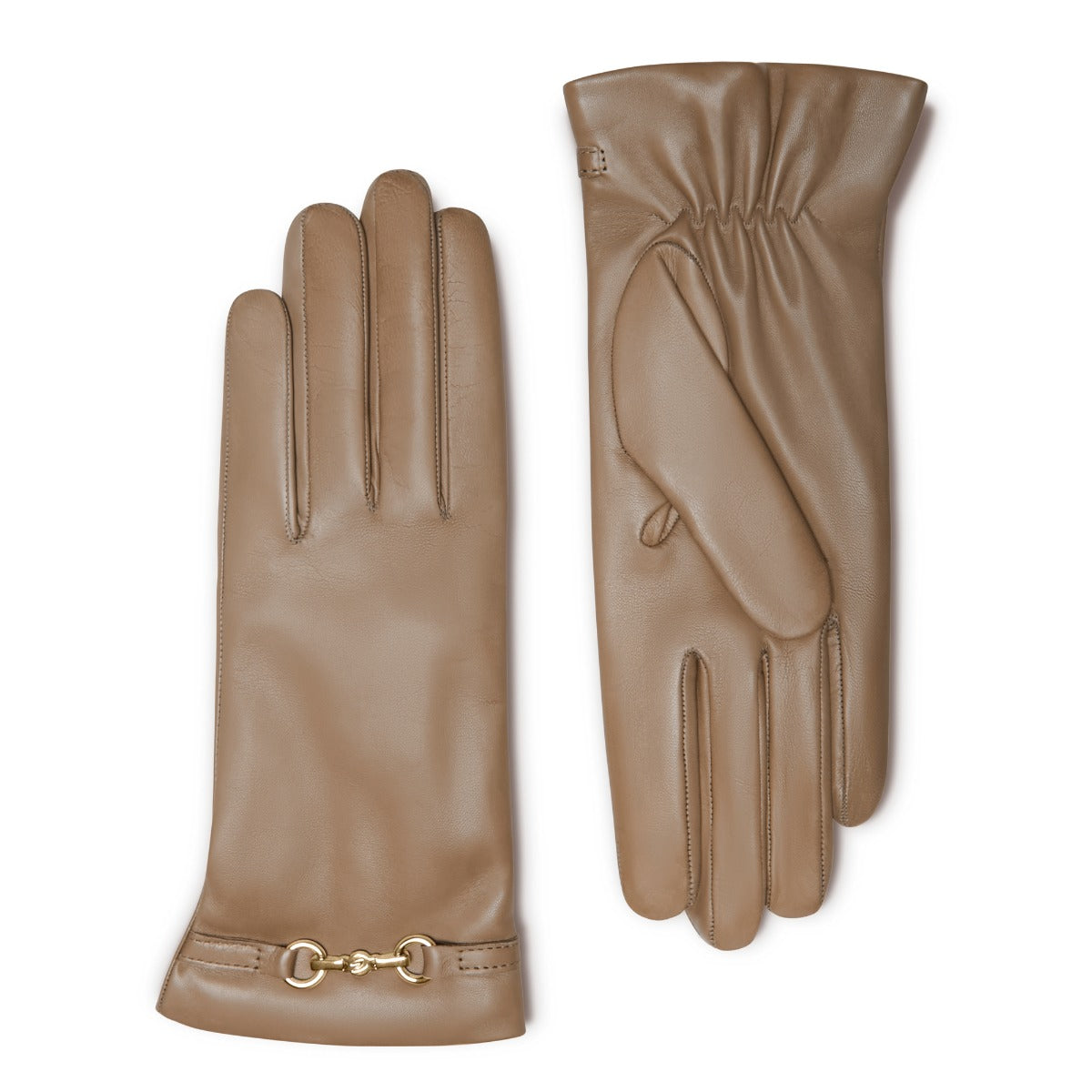 Isabel Bernard Honoré Marcelia taupe goatskin leather gloves IB67001-378-6.5