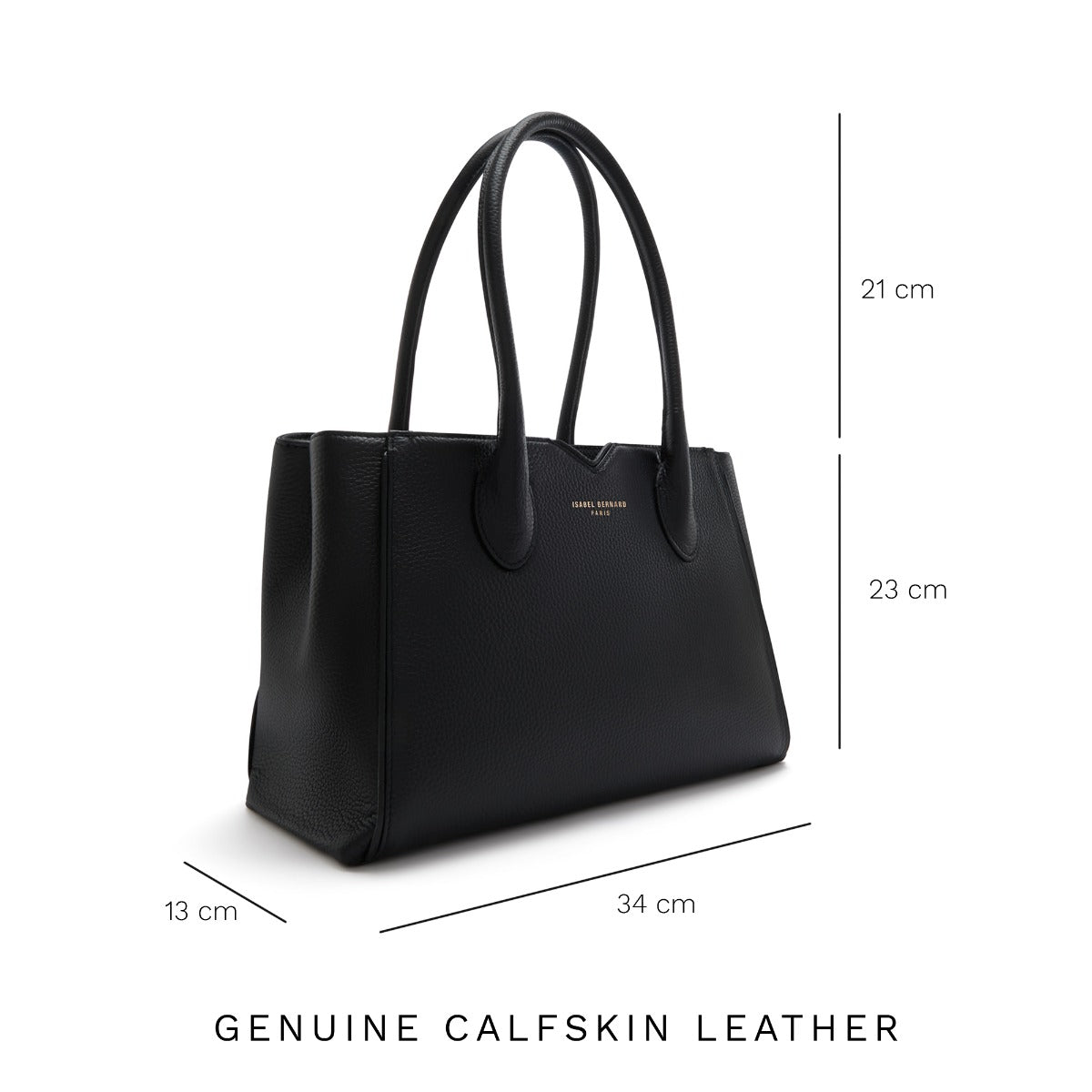 Isabel Bernard Honoré Cloe Midi Black Calfskin Leather Handbag IB25082-001