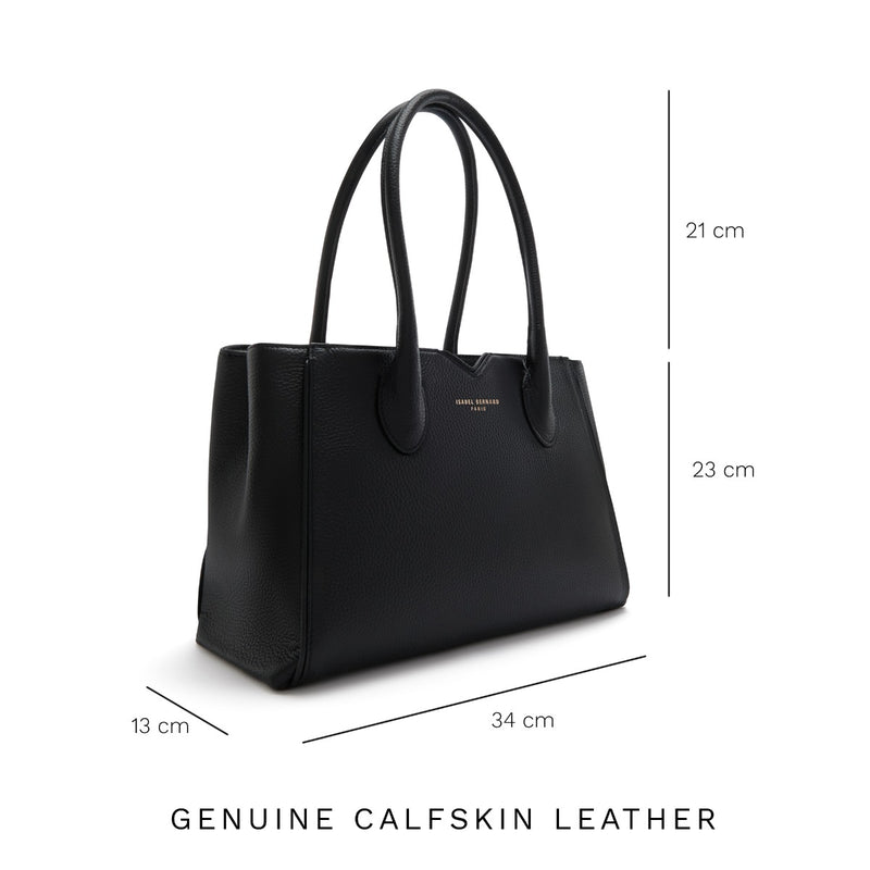 Isabel Bernard Honoré Cloe Midi Zwarte Kalfsleren Handtas IB25082-001-zoom-