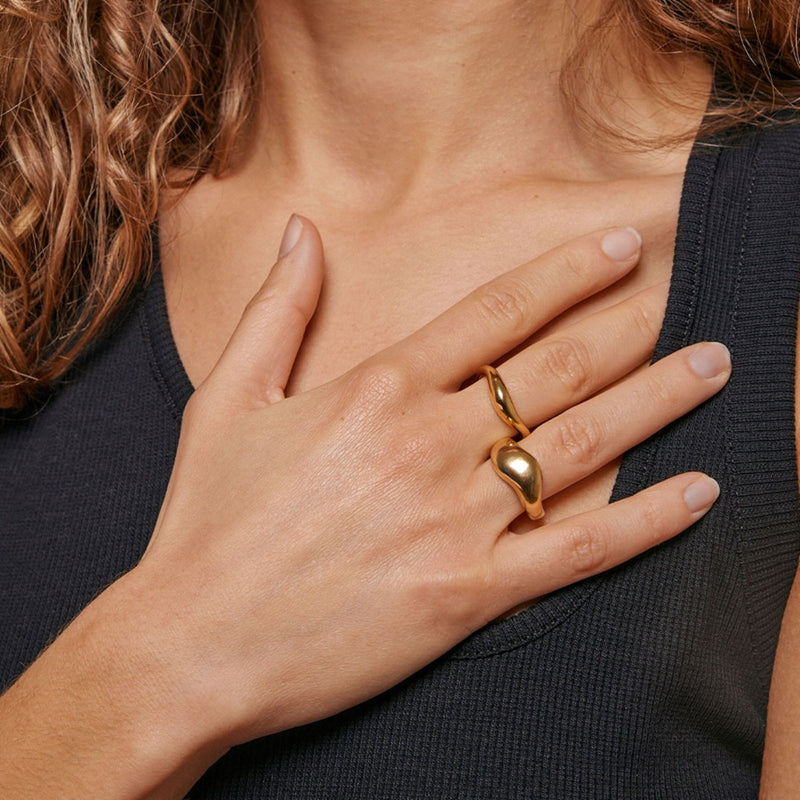 ENAMEL Copenhagen Agnete Small 925 Sterling Zilveren Ring Gold Plated R74G-52-zoom-