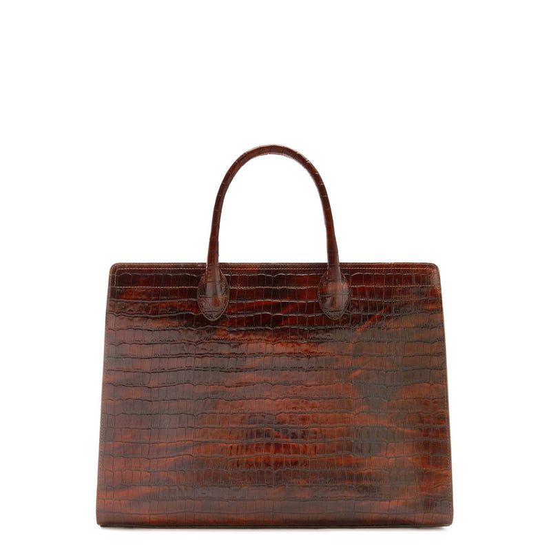 Isabel Bernard Honoré Nadine Croco Bruine Handtas van Kalfsleer IB25034-zoom-