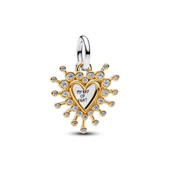 Pandora Moments Gold Plated Radiant Heart Double Dangle Charm 764141C01