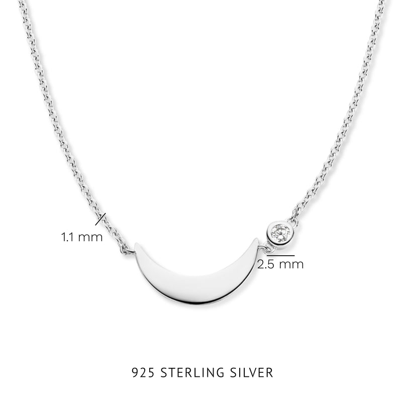 Violet Hamden Luna 925 Sterling Zilveren Ketting met Maan en Witte Zirkonia Steentje VH340045-zoom-