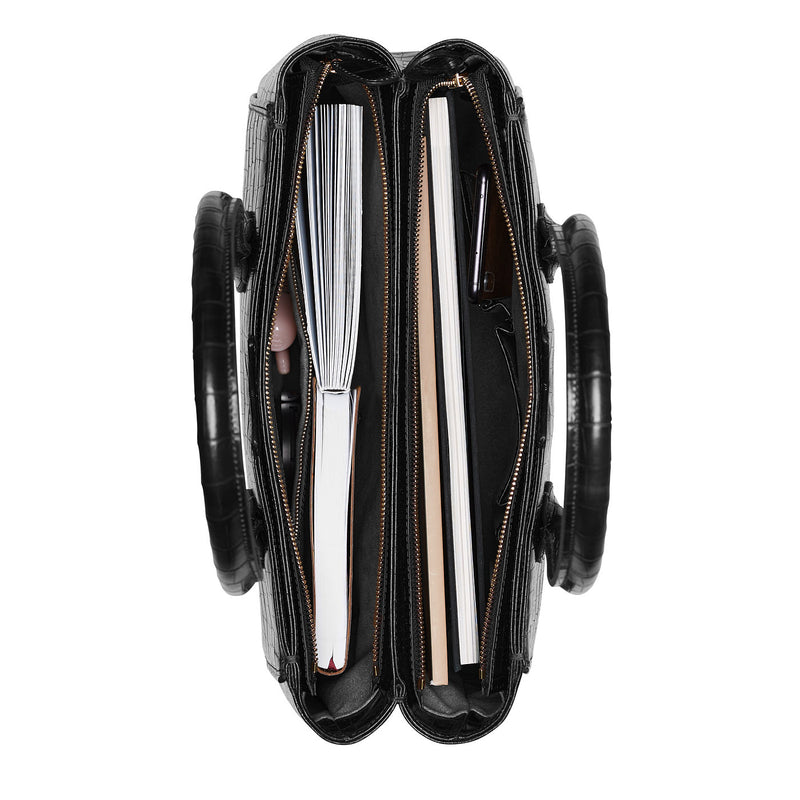 Isabel Bernard Honoré Cloe Zwarte Croco Handtas IB25007-zoom-